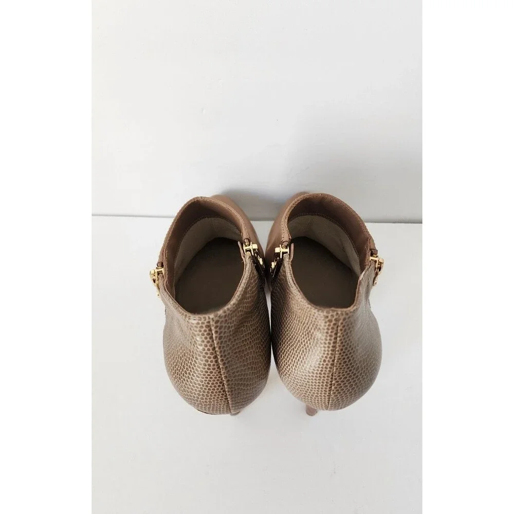 Women's Michael Kors York Double Zip Booties 8 M Dune Leather High Heels Shoes